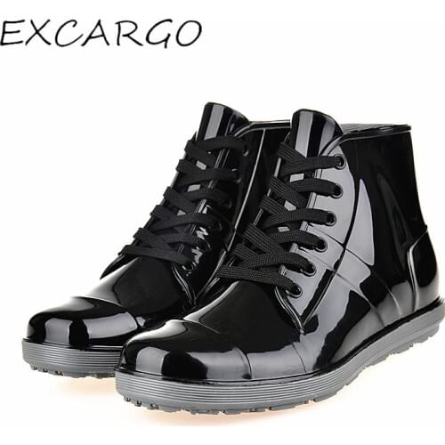 EXCARGO 35-44 Fashion Ankle Rainboots Rubber Male Slip On Casual Shoes Waterproof 2019 New Solid PVC Rainboots Rain Boots Rubber