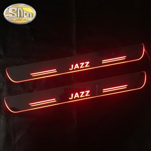 SNCN Waterproof Acrylic Moving LED Welcome Pedal Car Scuff Plate Pedal Door Sill Pathway Light For Honda Jazz 2017 2018 2019