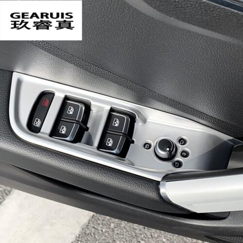 Car Styling Door Armrest panel covers Stickers for Audi Q2 Q2L Window Glass Lifting Buttons frame Trim Auto Interior Accessories