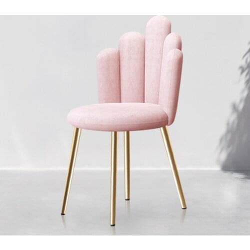 Simple Modern Family Bedroom Leisure Back Chair Nordic Iron Dressing light luxury Flower chair Manicure shop Chair Dropshipping