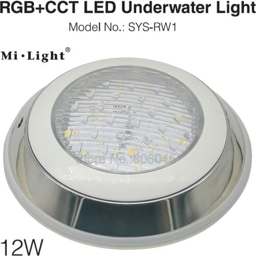 Milight SYS-RW1 DC24V 12W RGB+CCT Underwater LED Light Swimming Pool Lamp IP68 2.4G Remote / DMX512 / WiFi APP Alexa Control