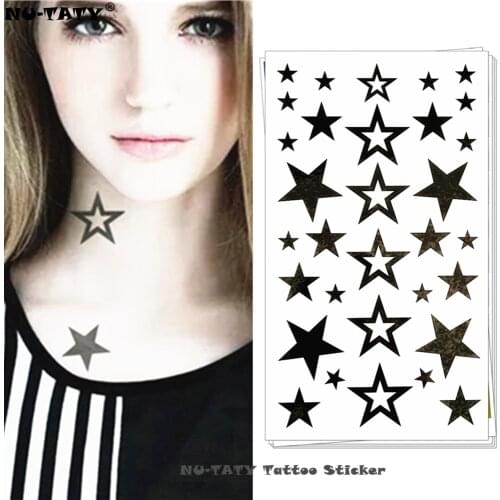 Nu-TATY Black Star Temporary Tattoo Body Art Flash Tattoo Stickers 17*10cm Waterproof Fake Tatoo Car Styling Wall Sticker