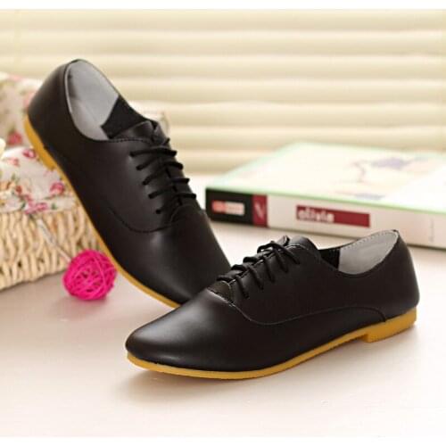 Fashionable flat heeled casual womens shoes lace-up single shoe Korea version small white shoes womens round head flat shoes