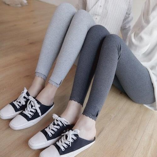 KL404 Autumn Casual Women Leggings High Waist Elastic Ankle-Length Pants Streetwear Lacing Female Legging