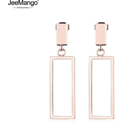 JeeMango Titanium Stainless Steel Rectangle Geometric Earrings Trendy Bohemia Vintage Earrings Jewelry For Women Серьги JE17012