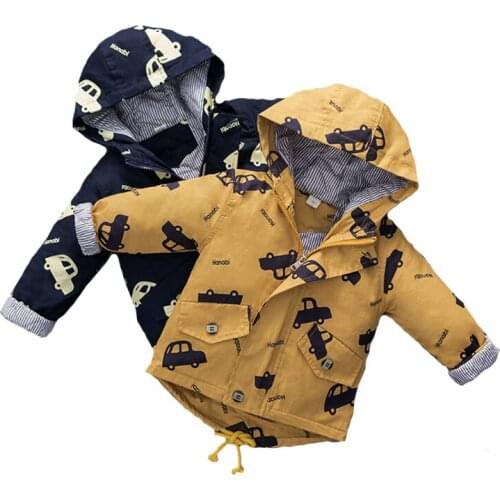 Winter Boys' Cotton Jacket Full Print Cartoon Car Jacket 2021 New Childrens Casual Plus Velvet Thick Hooded Zipper Shirt