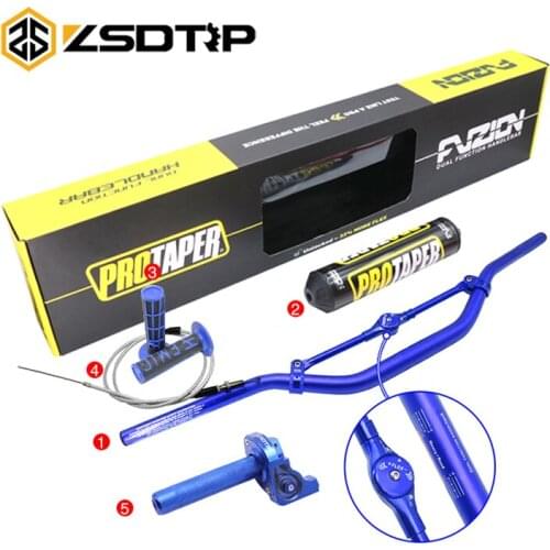 ZSDTRP Motorcycle Handlebar PRO Taper Pack Bar 1-1/8" Handlebar Pads Grips Quick Twister Throttle Cable Rubber Handlebar
