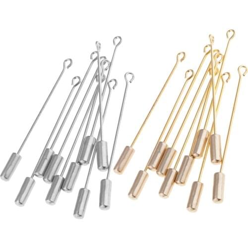 10 PCS Stainless Steel Cylinder Glue On Pad Lapel Stick Pin Clutch Boutonniere Pin 5cm