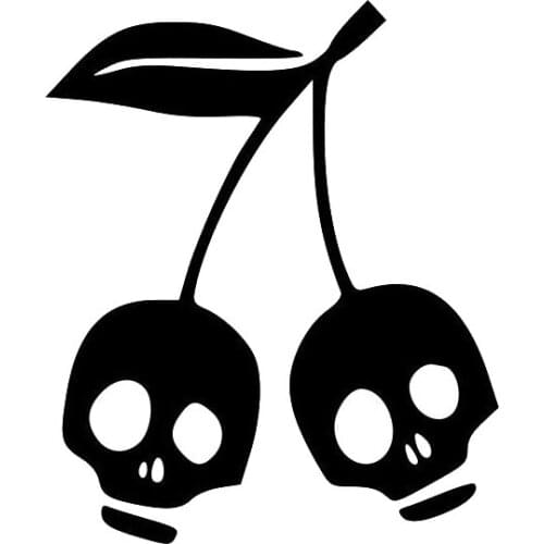 12.5*15.2CM Interesting CHERRY SKULL Car Stickers Covering The Body Of Fashion Vinyl Decals Black/Silver C7-1041