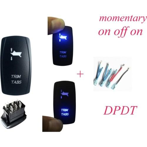 Blue Led ( on ) off ( on ) DPDT TRIM TABS Rocker Switch + Cable for ARB Carling Momentary Push Switch Replacement 12v/24v