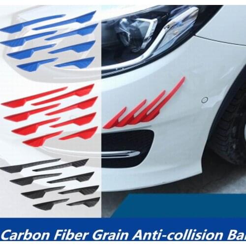 8 Pcs Carbon Fiber Pattern Rubber Car Front Bumper Body Door Edge Guard Protector Anti-Scratch Sticker Strip For Car Accessories
