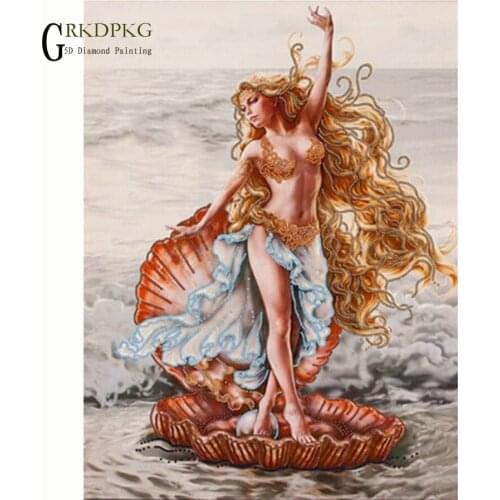 DIY Diamond Painting Cross Stitch sea Shell starfish scenery Home Decor Full Rhinestone Mosaic 5D Diamond Embroidery Red woman