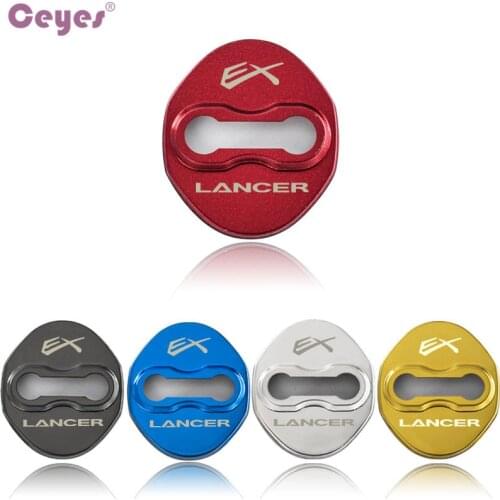 Car Styling Auto Emblems Door Lock Cover sticker Case For Mitsubishi EX Lancer Galant L200 Lancer 10 Ornament Accessories