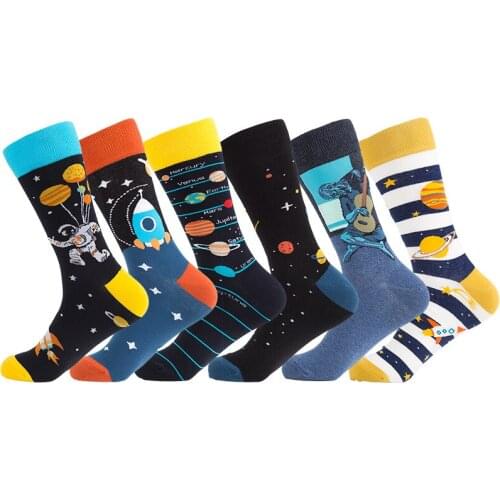 Big Size Cotton Mens Socks Hiphop Harajuku Happy Funny Fox Compression Dress Socks for Male Wedding Christmas Gift