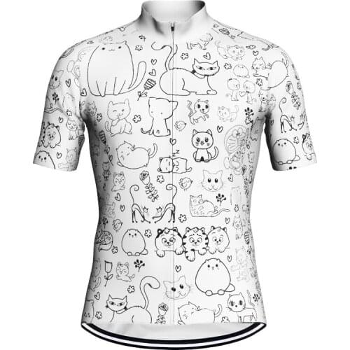 Short Sleeve Cycling Jersey Bicycle MTB Sports Bike Wear Clothing Shirt Team Cat Pro Motocross Gel Mountain Tight Pad Top