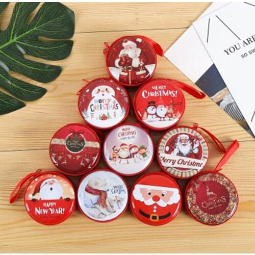 Hot Sale 1pc Xmas Christmas Candy Tin Box Candy Jar Iron Boxes Storage Coin Headphones Cans Random