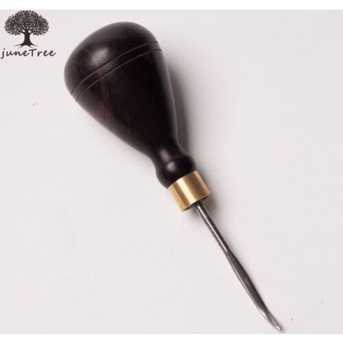 Junetree Stitching curved Awl DIY Wood Handle Drillable Awl Round Solid Tool Wooden Handle shoe Awl Punching Leather Tool
