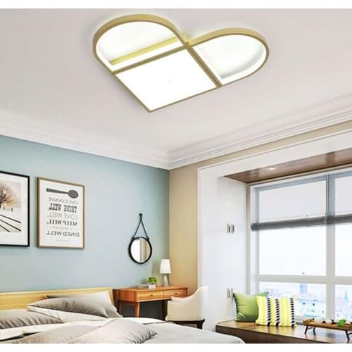 Minimalist Heart Ceiling Lamp LED for Bedroom Living Dining Study Childrens Room Kitchen Gold Home Decoration Light Fixture