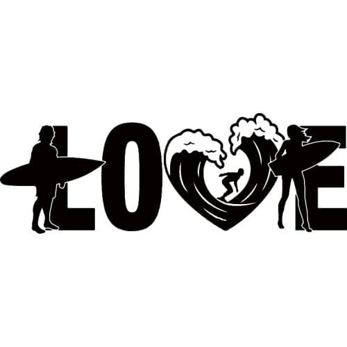 15*5.2cm Fashion Personality Creativity Classic Attractive I LOVE SURFING STICKER DECAL WAVES DESIGN car decoration