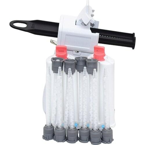 2pcs 50ml 1:1 Empty Dual-Barrel Cartridge Set and 10pcs Static Mixing Nozzles with Universal 50ml 1:1 2:1 AB Glue Caulking Gun