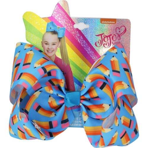 New 8 Inch Large Bowknot PRINT Ribbon Hair Bows For Girls Alligator Clips Hair Barrettes Accessories Drop Shipping