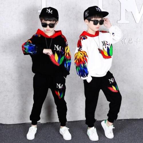 Boys Girls Street Dance Clothes Sets Autumn Children Tracksuits Hooded Hoodies +Pants 2 Pcs Suit Kids Hip-Hop Sportswear Outfits