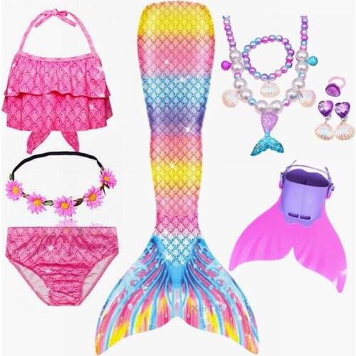 Party Dress Mermaid Tail Swimsuit Beach Bikini Little Children Mermaid Halloween Cosplay Costumes Birthday Gifts