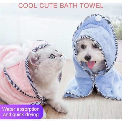Water Absorbing Bathrobe Bath Towel Absorbent Skin-Friendly Quick-Drying Blanket Cat Supplies Dog Cartoon Cotton Bath Towel