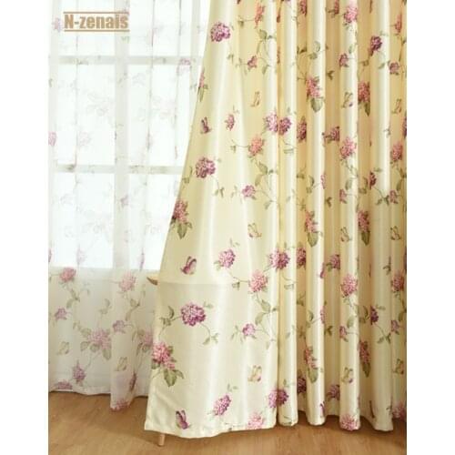 Semi-shading Cloth Curtains Butterfly Printed Pastoral Series Curtains for Living Room Bedroom Left and Right Biparting Open