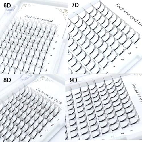 NEW 0.07/0.1 thickness High Quality Pre-fanned 6D/7D/8D/9D Long Stem synthetic hair Russian Volume Lashes Eyelash Extension