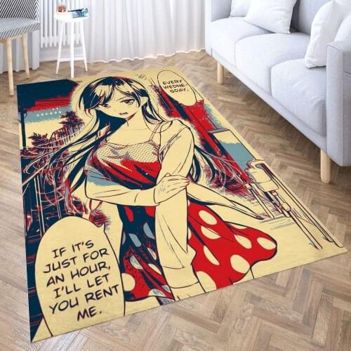 Rent a Girlfriend Carpet for Living Room 3D Anime Cartoon Rug Gamer Teen Room Bedside Lounge Rug Kids Children Floor Mats