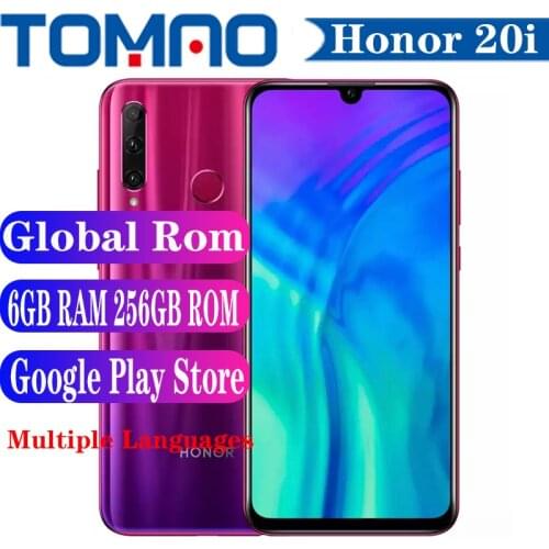 Official Global Rom Honor 20i Smartphone 6.21inch 6GB RAM 64GB 256GB ROM 3400mAh Hisilicon Kirin 710 24MP Camera Google Play