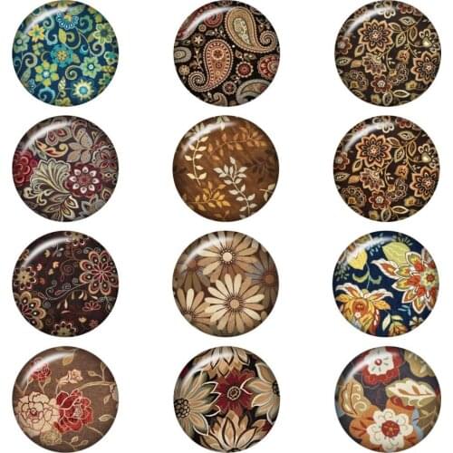 50PCS Mixed Glass Snap Button Jewelry Flower Pattern Bohemi For DIY 18MM Button Snap Bracelet Necklace Jewelry