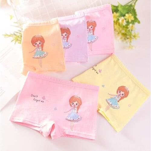 2-9Years Kids Girls Panties Fashion Cotton Children Boxer Briefs Soft Girls Underwear Printed Boxer Underpants