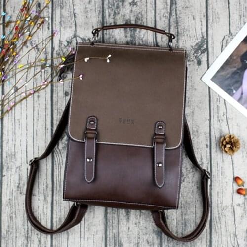 Vintage Pu Leather Women Backpack High Quality Backpacks School Bag College Student Girl Backpack Shoulder Bags Mochila Feminina