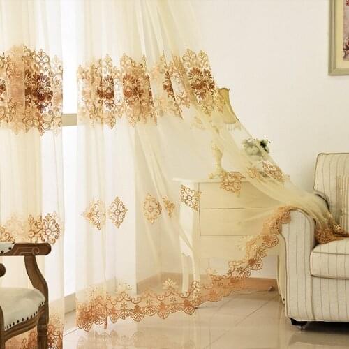 Embroidered voile curtains gauze Lace blinds Children nursery Wall Curtains elegant Living room Sheer tulle Cortinas WP160B