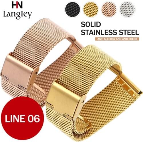 High Quality Stainless Steel Mesh Watchband Size 12-24 Mm Man Women Wrist Watch Band Gold Black Hook Buckle Strap Accessories