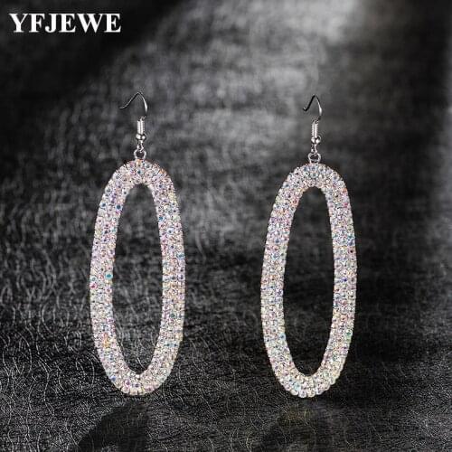 YFJEWE Vintage Big Circle Dangle Earrings Shine Multicolor Earrings Drop Earrings For Women Long Earring Jewelry Brinco E518