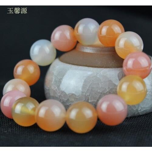 Fine Jewelry Natural Round Bead Agate Bracelets & Bangles Lucky Brave Women Men