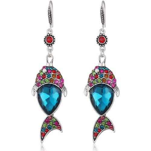 YaYi Jewelry Fashion Bohemia Blue Glass Crystal Rhinestone Dangle Women Hook Eardrop Wear Ear Band Long Tassel Earrings