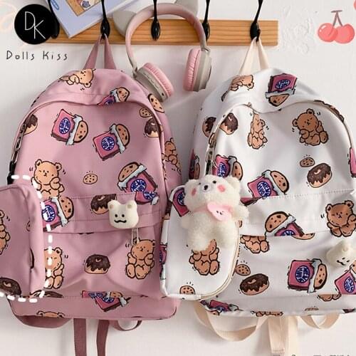 Women Japanese Cute Backpack Ladies Kawaii Bear Coin Purses Design Backpack Student School Bag College Style Backpack for Girls