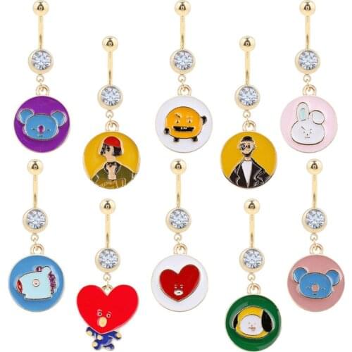 1PC Cute Belly Button Rings Crystal Piercing Navel Heart Rabbit Piercing Navel Earring Belly Piercing Sex Body Jewelry Piercings