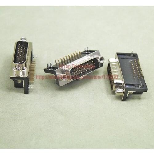 10pcs/lot) DB26 3Rows Glod Plating Black Parallel Port 26Pin D Sub Male 26 Way PCB 90 Degree Connector Plug SVGA VGA Adapter