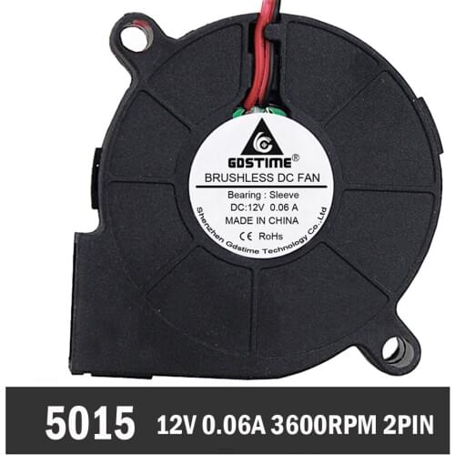 100PCS Gdstime 12V 5015 Blower Fan 50MM 50MM X 15MM Sleeve Bearing 3600RPM Turbo Blower Cooling Cooler Fan