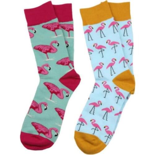 2018 Fashion Women Mens Cotton Happy Flamingos Printed Middle Socks Warm Colorful Soft Casual Sock Love Bird