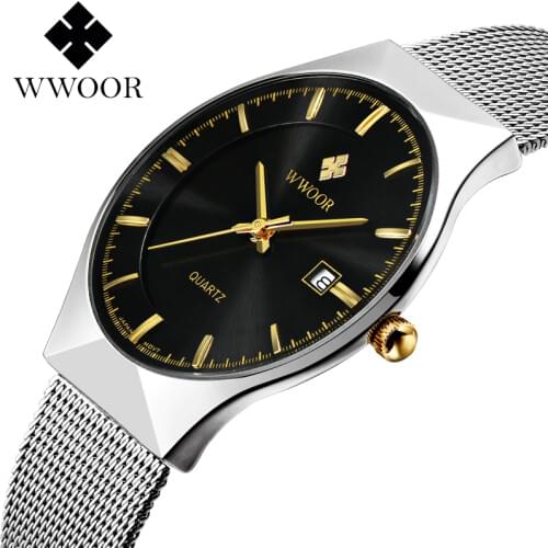 WWOOR Fashion Black Watches Men 2020 Top Luxury Minimalist Ultra thin Quartz Watch Man Casual Waterproof Clock Relogio Masculino