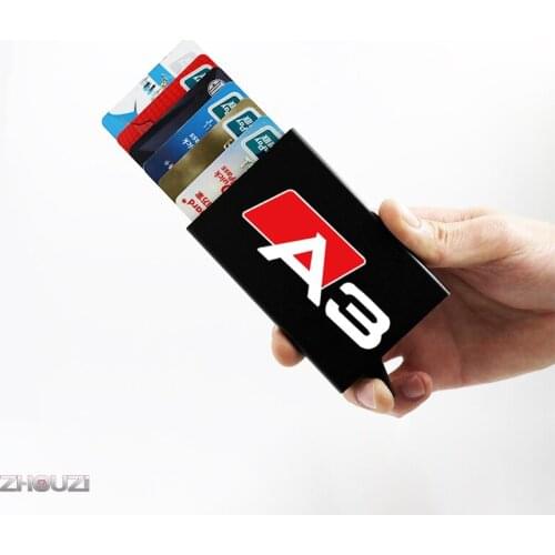 Anti-theft ID Credit Card Holder Men Women Porte Carte Thin Metal Wallets Pocket Case For Audi A3 8V 8P 8Y Sportback Accessories