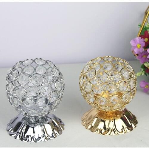 IMUWEN Crystal Candle Holders Silver /Gold Candlestick Candle Lantern Wedding Centerpieces Table Stand For Home Party Decoration