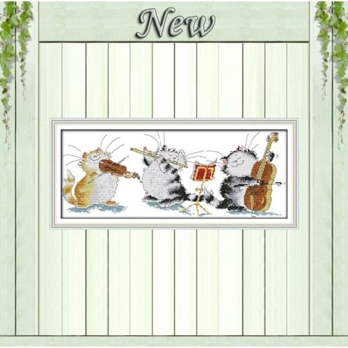 Concert fat cat home decor painting counted printed on canvas DMC 14CT 11CT Chinese Cross Stitch Needlework Sets Embroidery kits