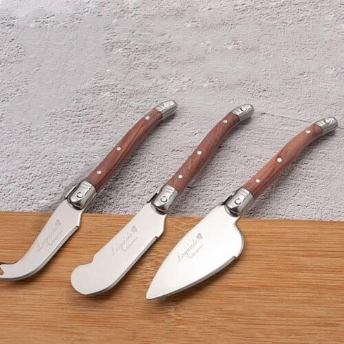 3pcs 6inch 15cm Laguiole Cheese Knife Set Wood Handle Butter Spreader Knives Mini Cream Cheese Cutter Slicer Restaurant Bar Tool